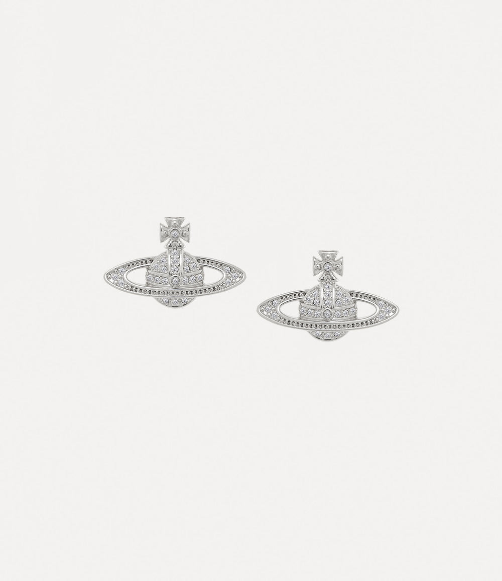 Mini Bas Relief Orb Stud Earrings Silver - 1