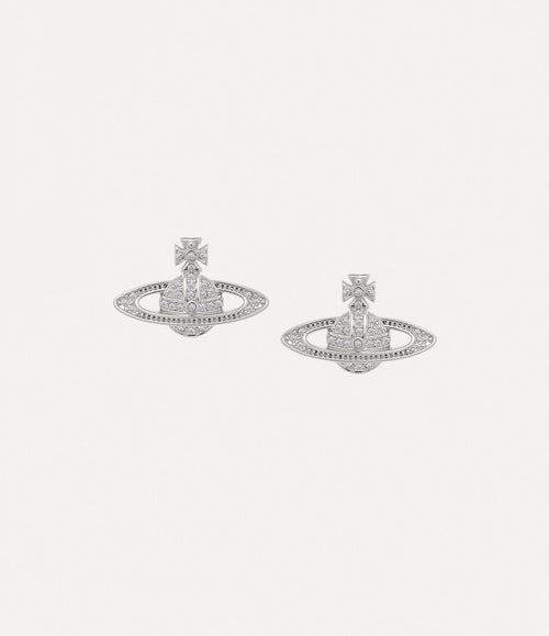Mini Bas Relief Orb Stud Earrings Silver - 1