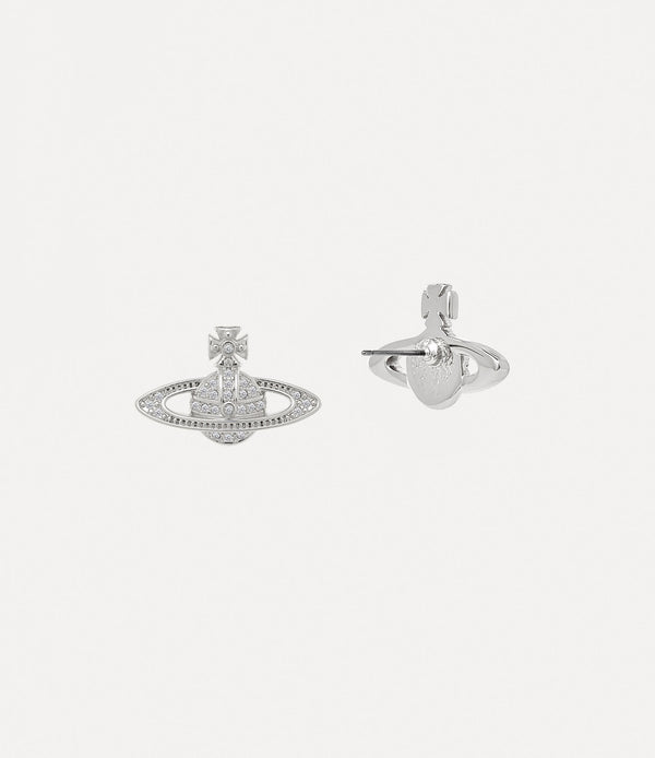 Mini Bas Relief Orb Stud Earrings Silver - 2