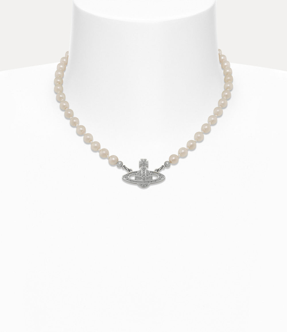 Mini Bas Relief Pearl Choker Silver - 1