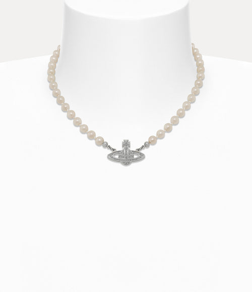Mini Bas Relief Pearl Choker Silver - 1