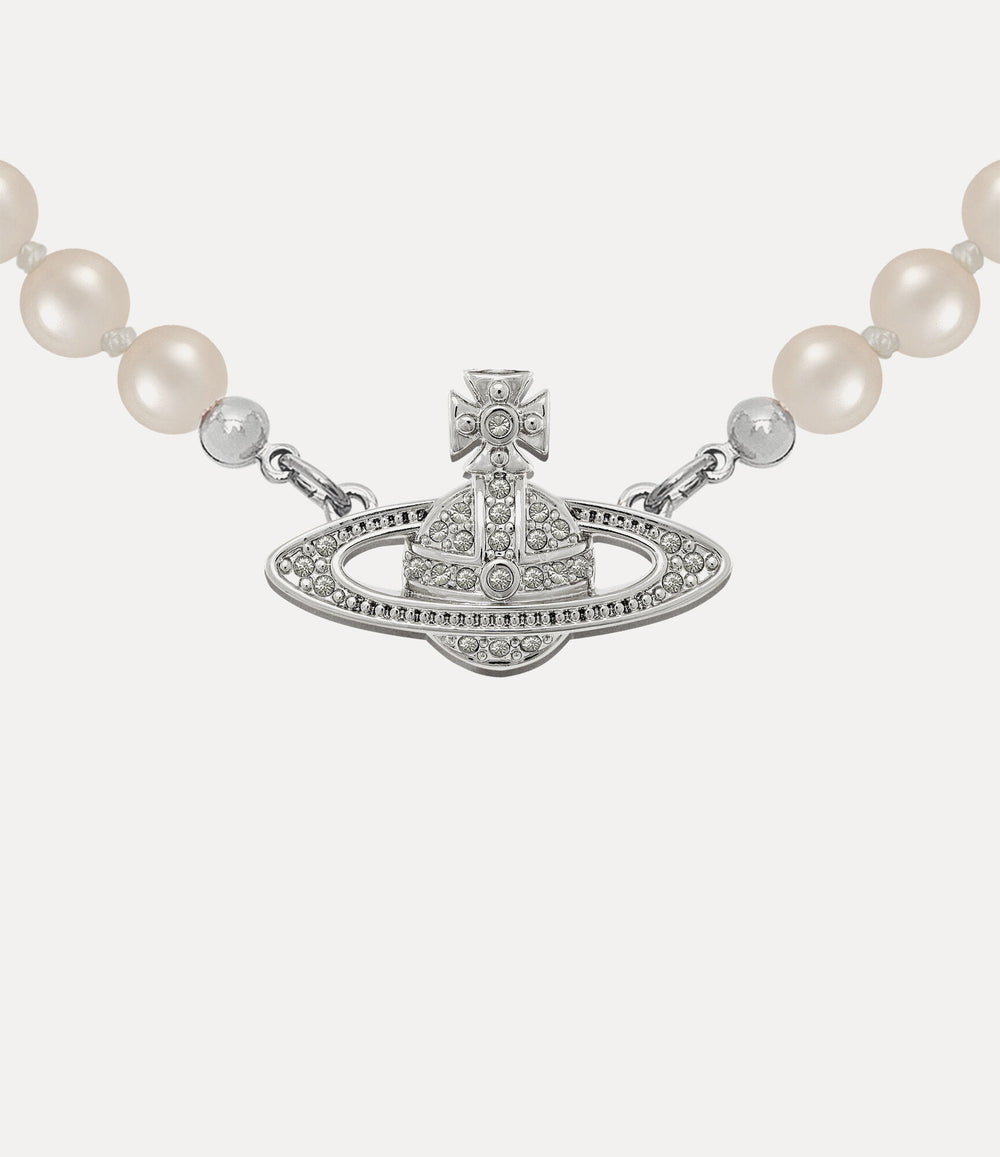 Mini Bas Relief Pearl Choker Silver - 1