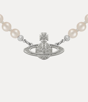 Mini Bas Relief Pearl Choker Silver - 2