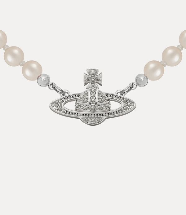 Mini Bas Relief Pearl Choker Silver - 2