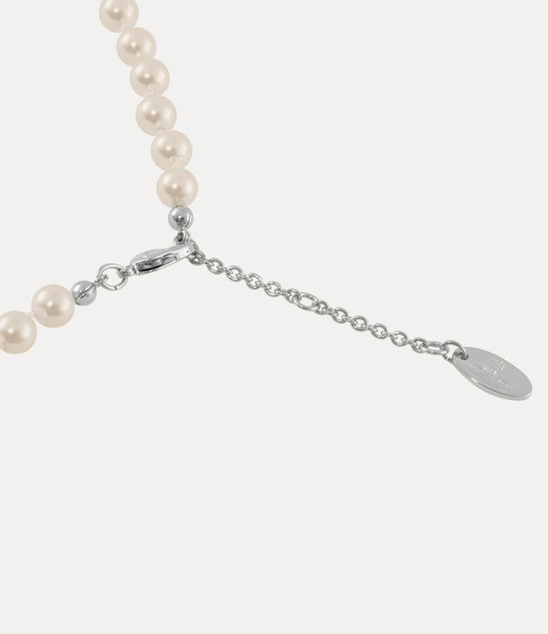 Mini Bas Relief Pearl Choker Silver - 3