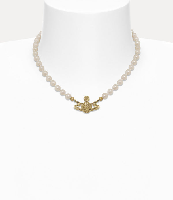 Mini Bas Relief Pearl Choker Gold - 4