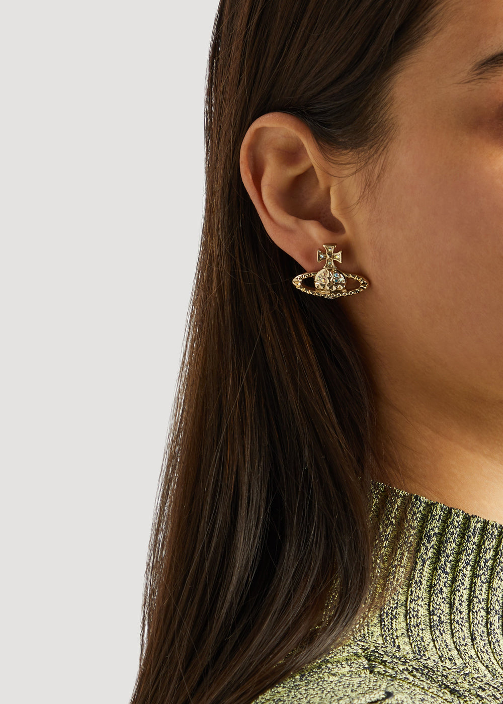 Mayfair Bas Relief Orb Stud Earrings Gold - 1
