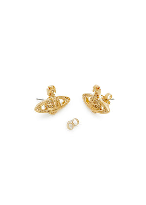 Mini Bas Relief Orb Stud Earrings Gold - 5